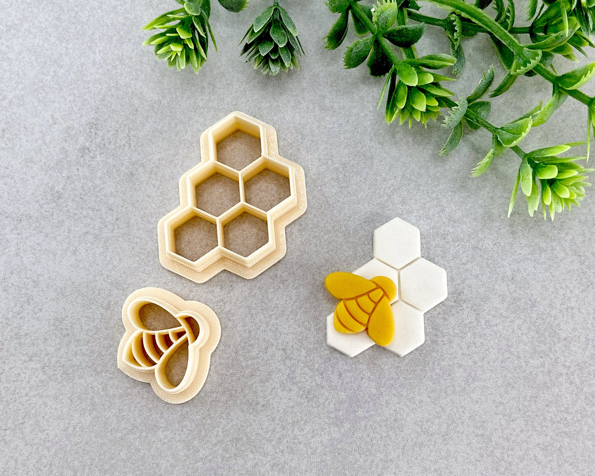 Bee and Honeycomb Spring Clay Cutter Set of 2 - BabylonCutters
