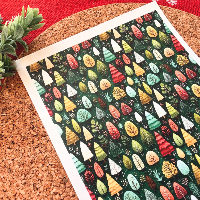 Festive Forest Trees Polymer Clay Transfer Sheet – Christmas Design