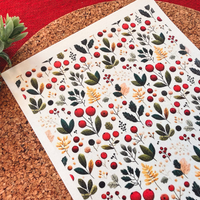 Winter Berries and Leaves Polymer Clay Transfer Sheet – Holiday Design