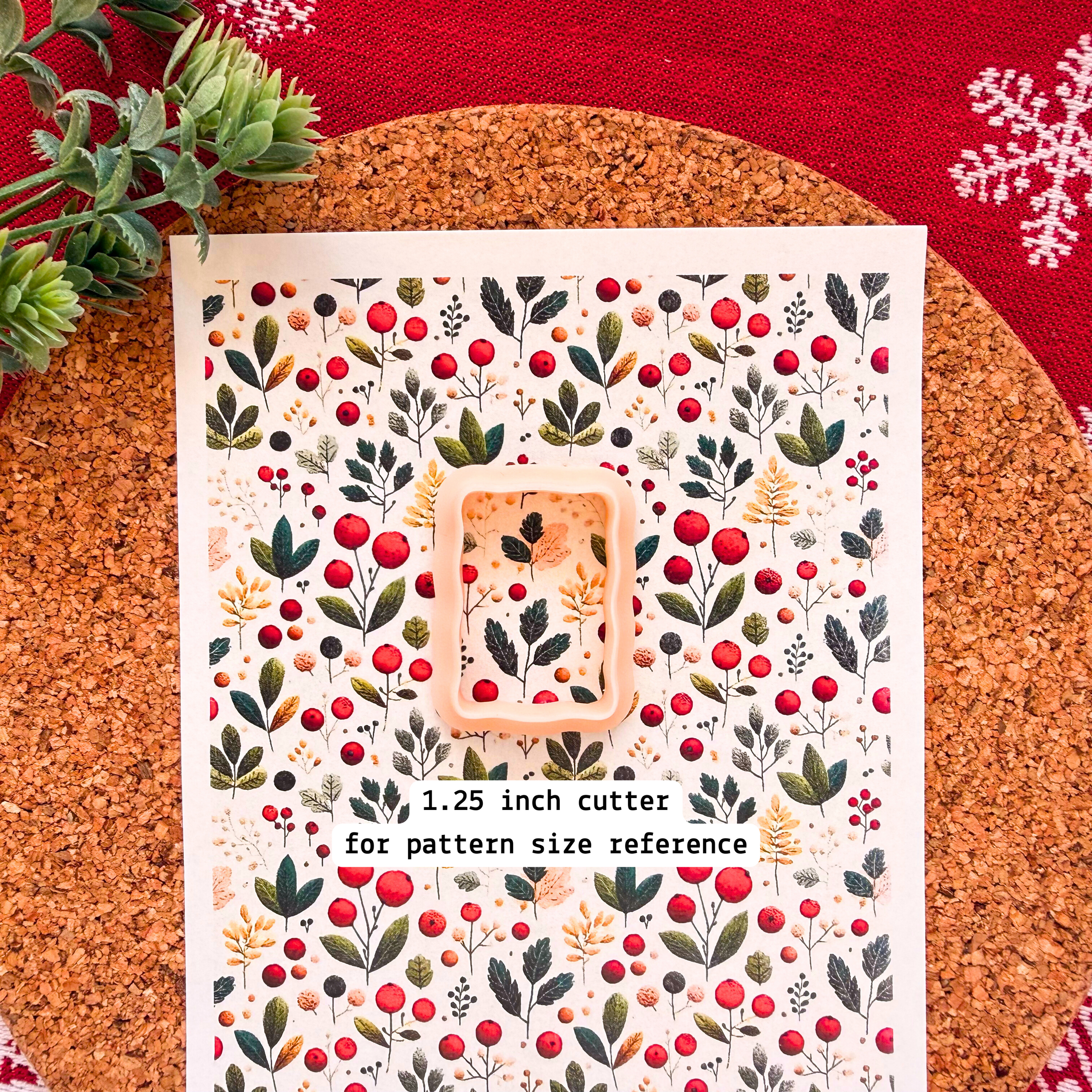 Winter Berries and Leaves Polymer Clay Transfer Sheet – Holiday Design