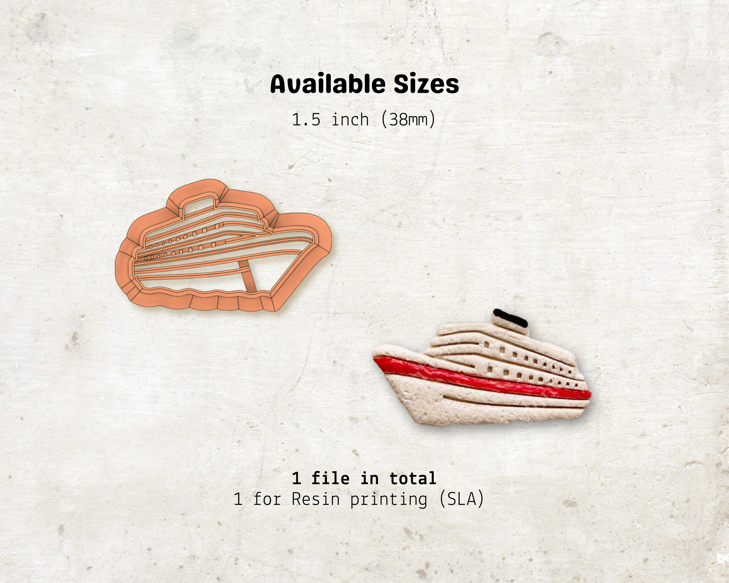 Cruise Ship Cutter STL File – Digital Download for Polymer Clay & Jewelry Making