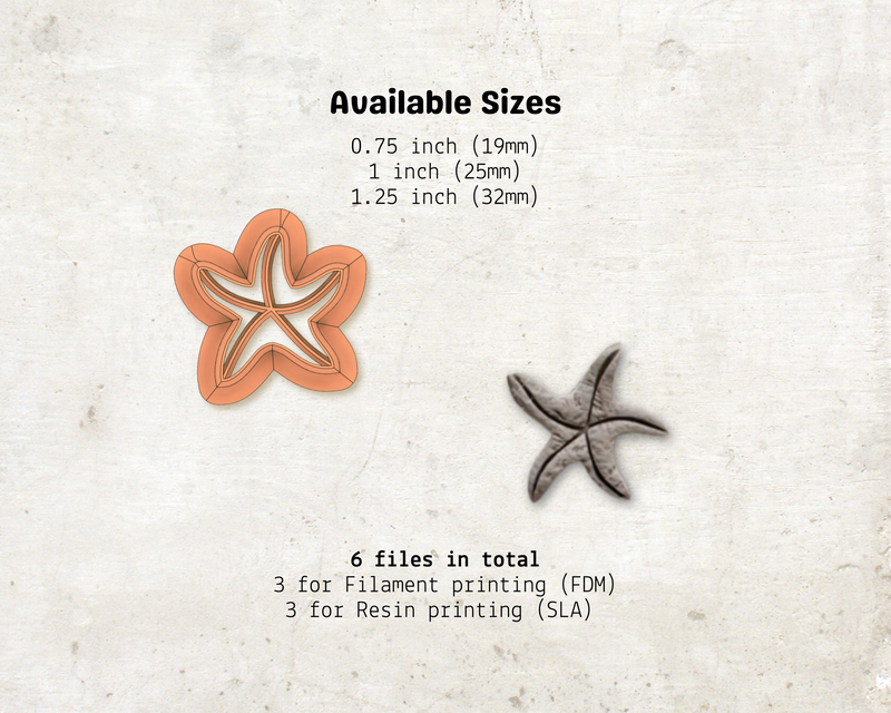 Starfish Cutter STL File – Digital Download for Polymer Clay & Jewelry Making