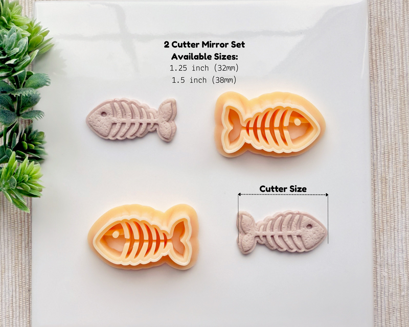 Fish Skeleton Polymer Clay Cutter – Ocean Earring Maker (Single or Mirror Set)