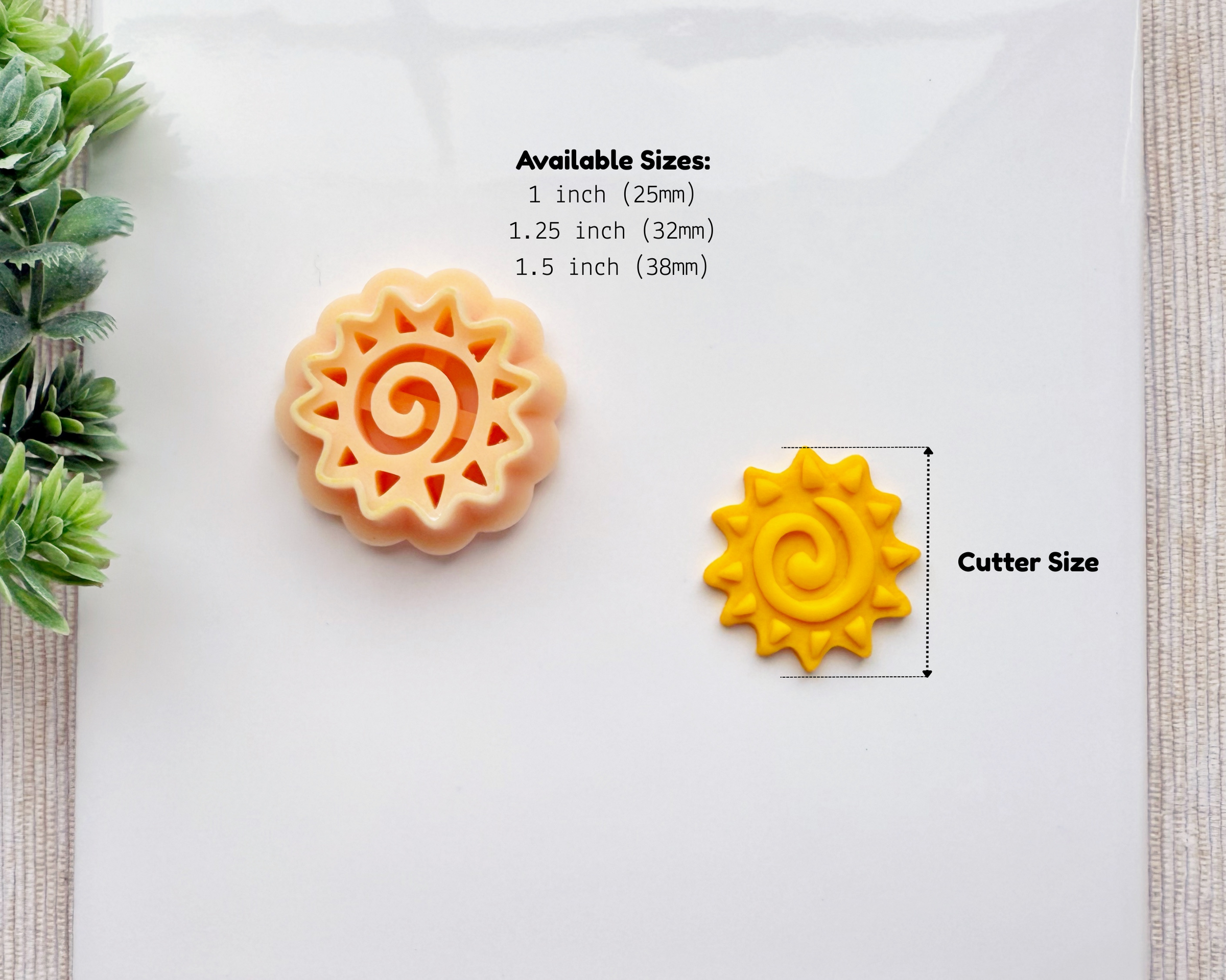 Radiant Sun Clay Cutter – Spiral Sun with Rays for Polymer Clay
