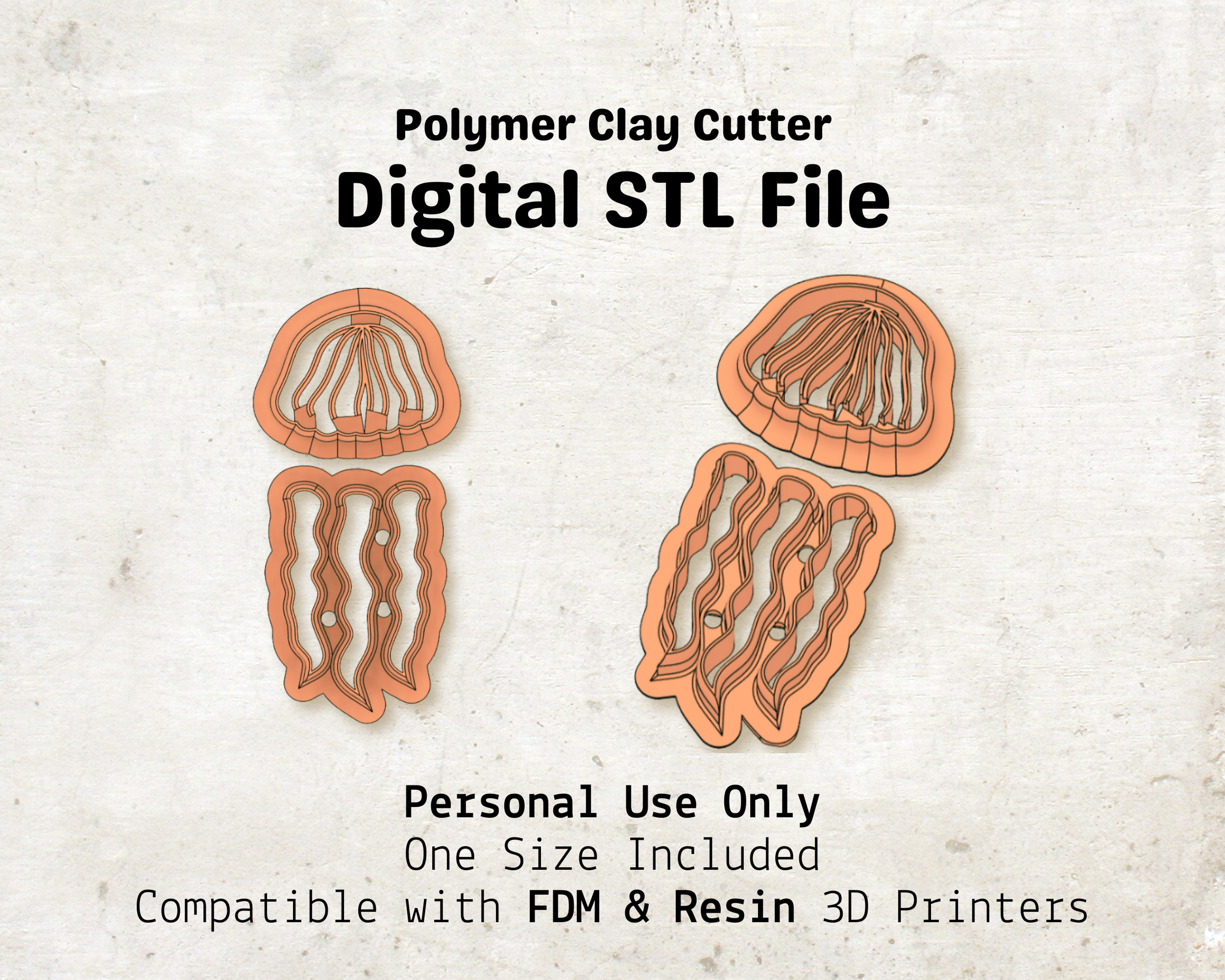Jellyfish Cutter Set STL File – Digital Download for Polymer Clay & Jewelry Making