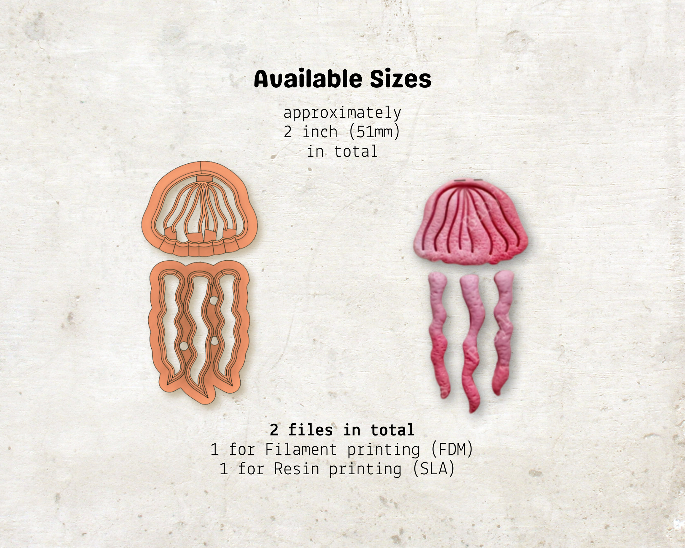 Jellyfish Cutter Set STL File – Digital Download for Polymer Clay & Jewelry Making