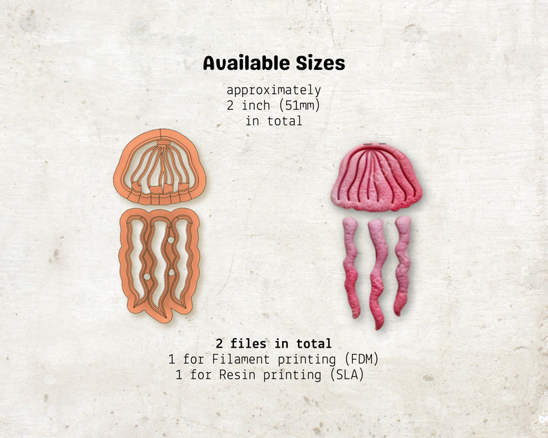 Jellyfish Cutter Set STL File – Digital Download for Polymer Clay & Jewelry Making