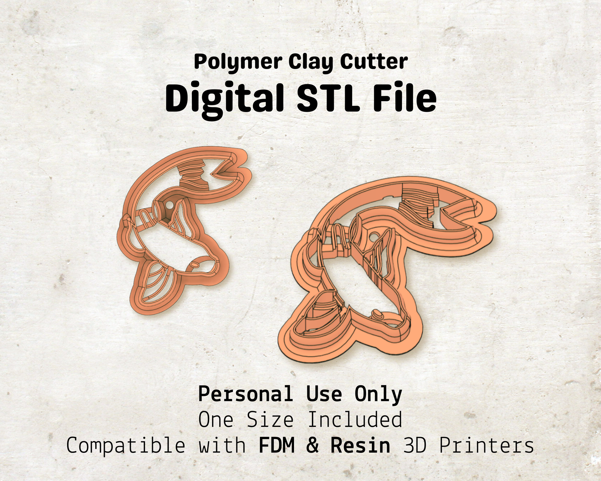 Koi Fish Cutter STL File – Digital Download for Polymer Clay & Jewelry Making