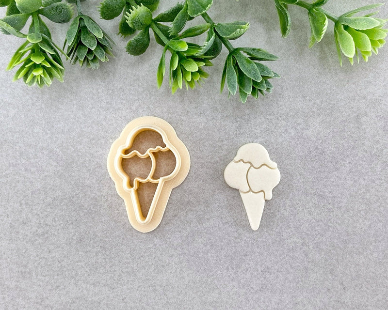 3 Scoops of Ice Cream Cone Summer Clay Cutter - BabylonCutters - Clay Cutter