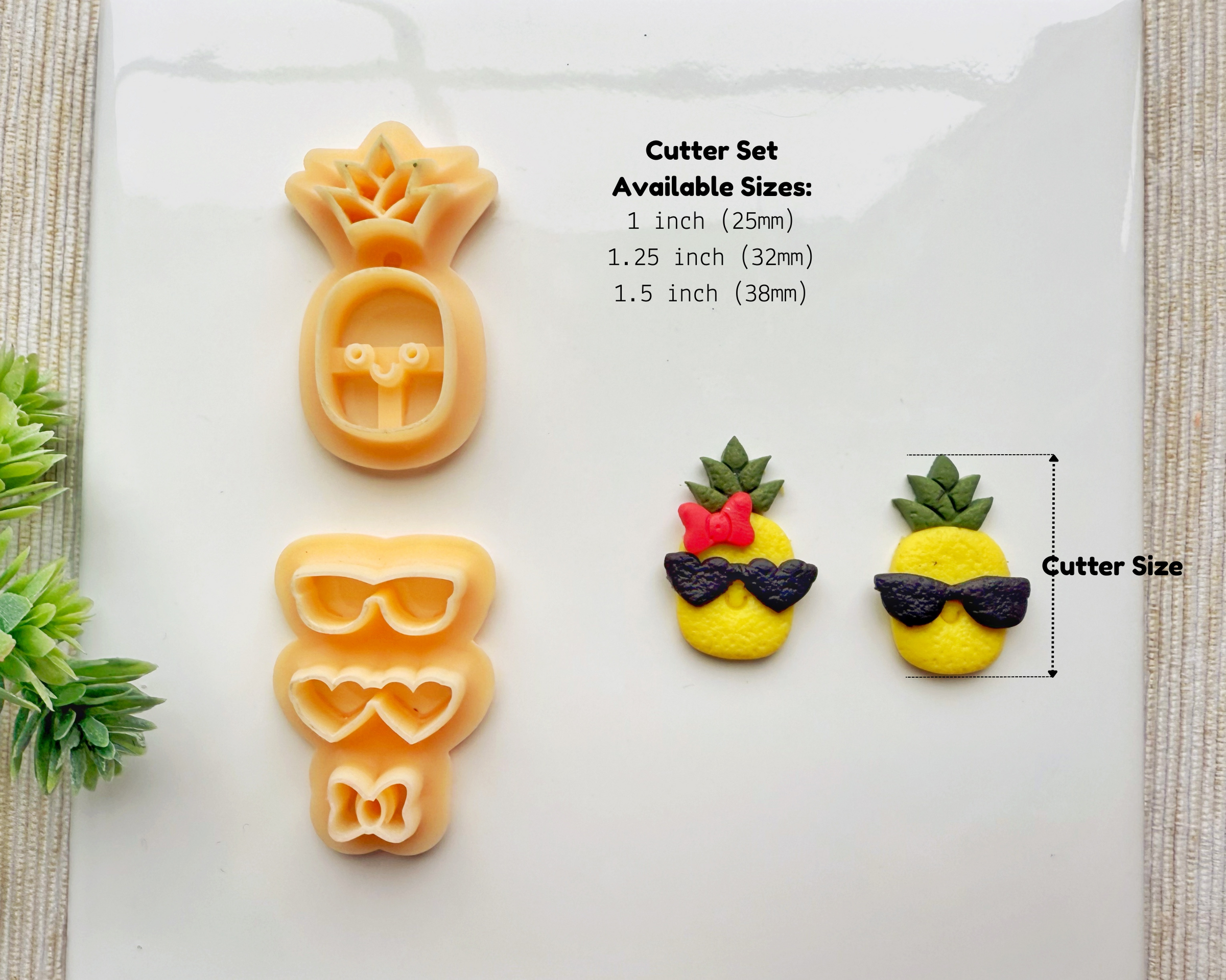 Cool Pineapple Couple Clay Cutter Set – Polymer Clay Cutter with Sunglasses & Bow