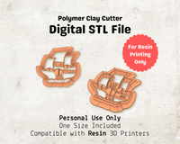 Pirate Ship Cutter STL File – Digital Download for Polymer Clay & Jewelry Making