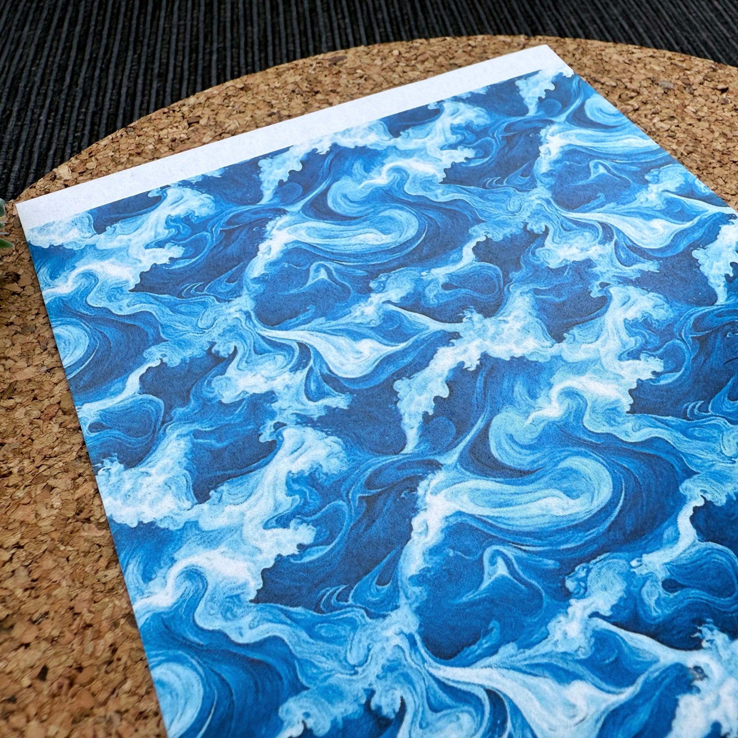 Ocean Swirl Polymer Clay Transfer Sheet – Bold Blue Wave Design for Summer Jewelry & Crafts