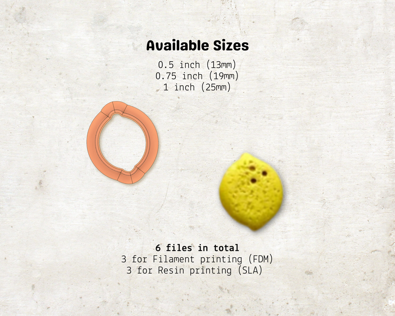 Lemon Cutter STL File – Digital Download for Polymer Clay & Jewelry Making