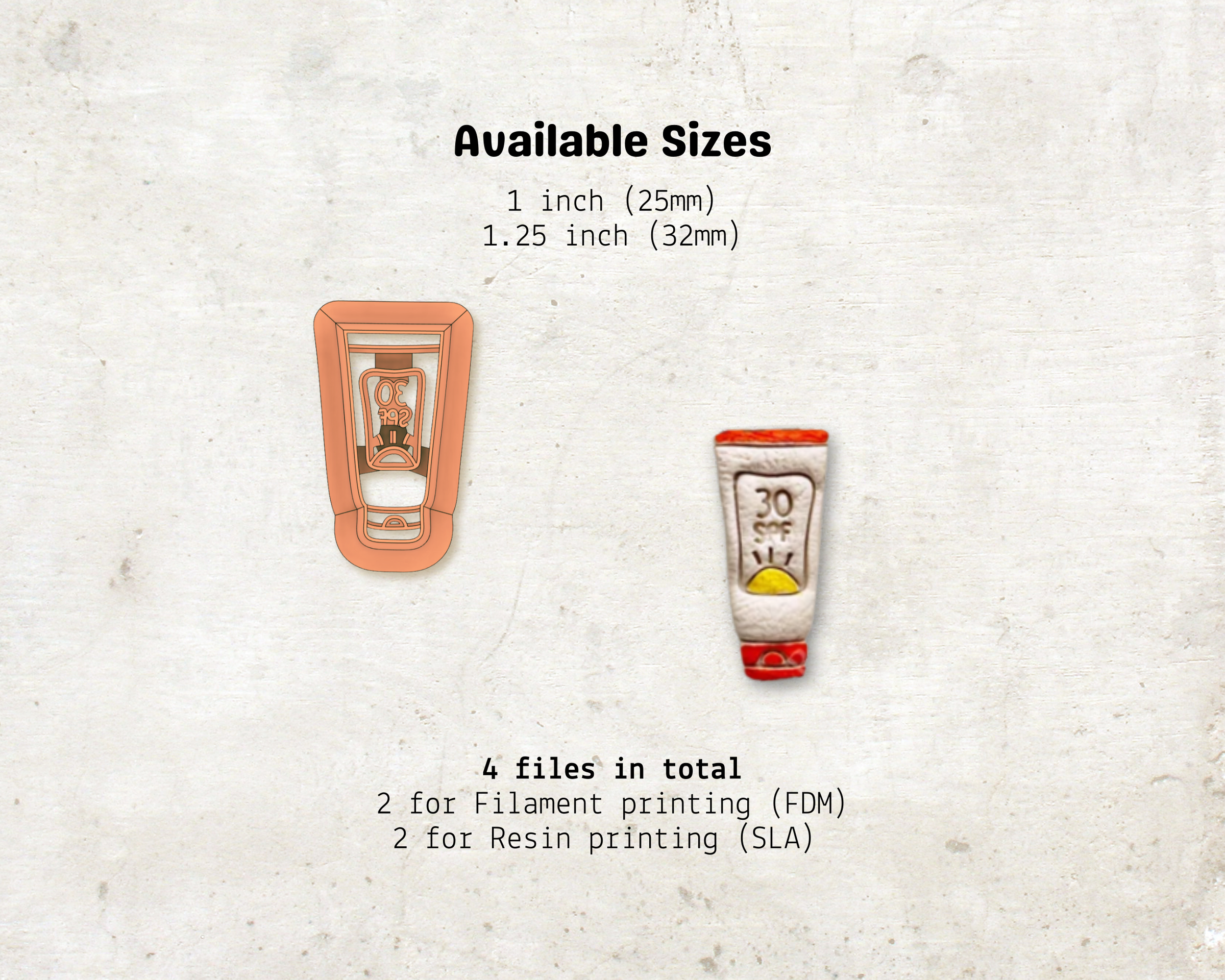 Sunscreen Bottle Cutter STL File – Digital Download for Polymer Clay & Jewelry Making