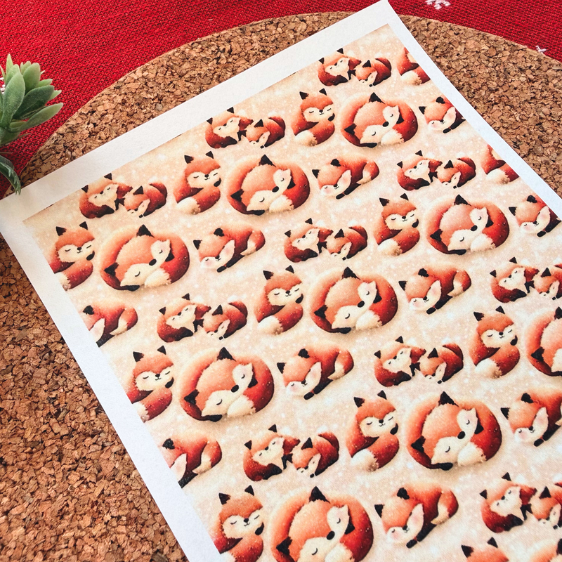 Cozy Sleeping Fox Polymer Clay Transfer Sheet – Winter Design