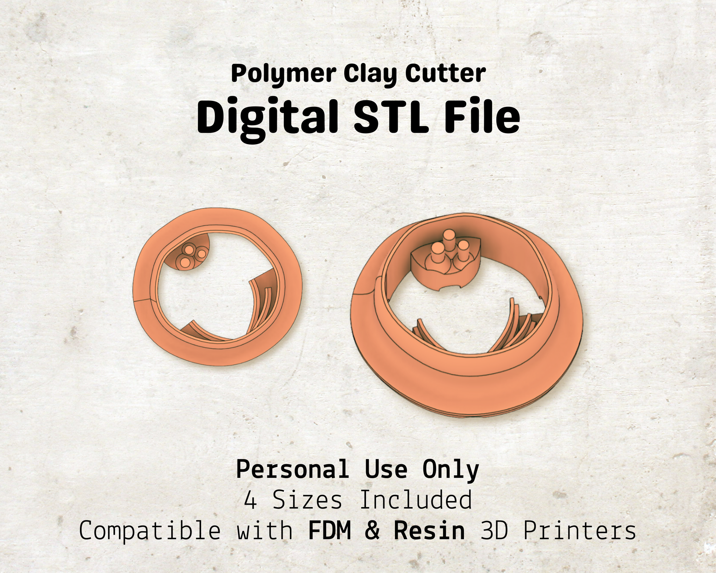 Coconut Cutter STL File – Digital Download for Polymer Clay & Jewelry Making