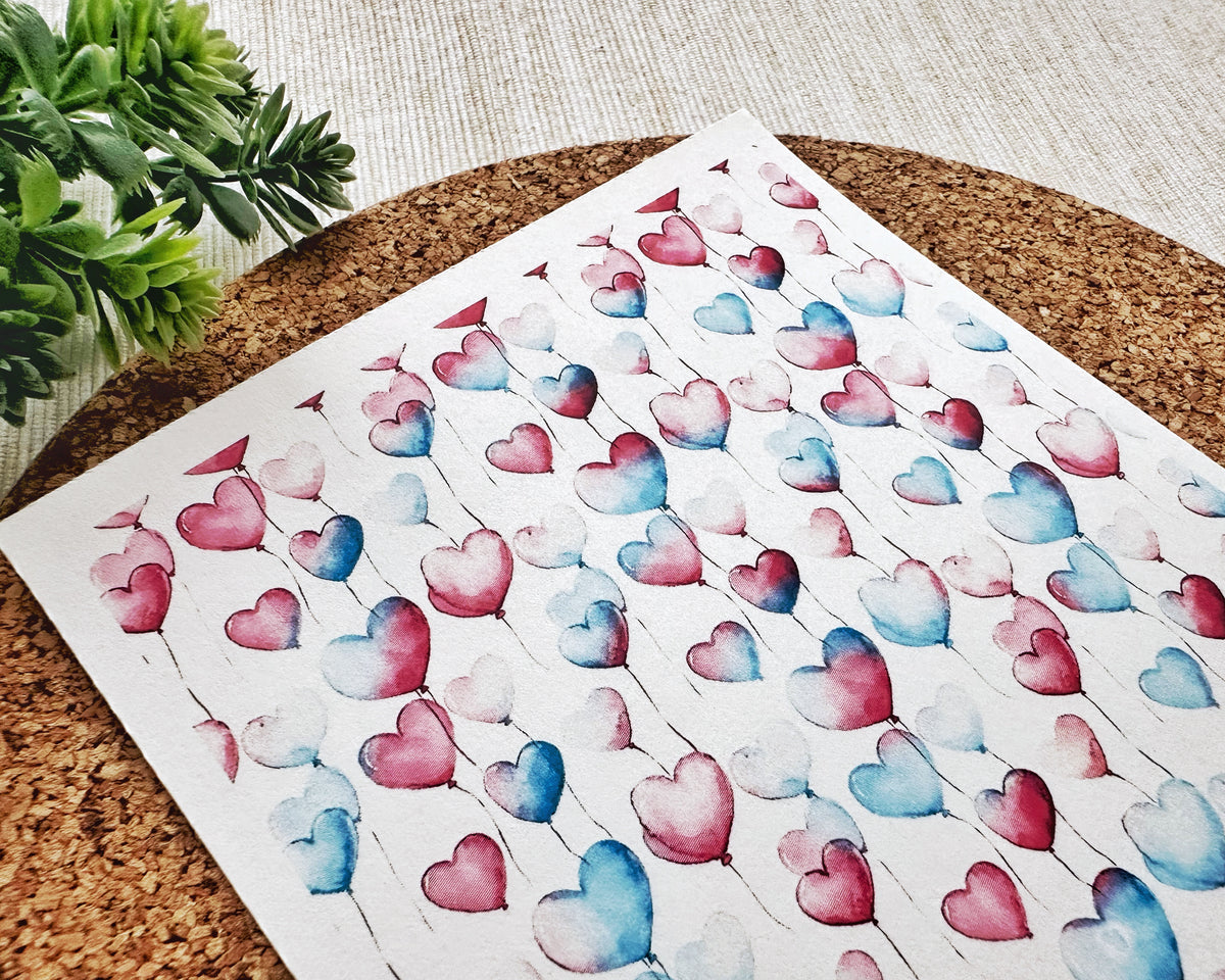 Heart Balloon Valentine's Day Polymer Clay Transfer Sheet