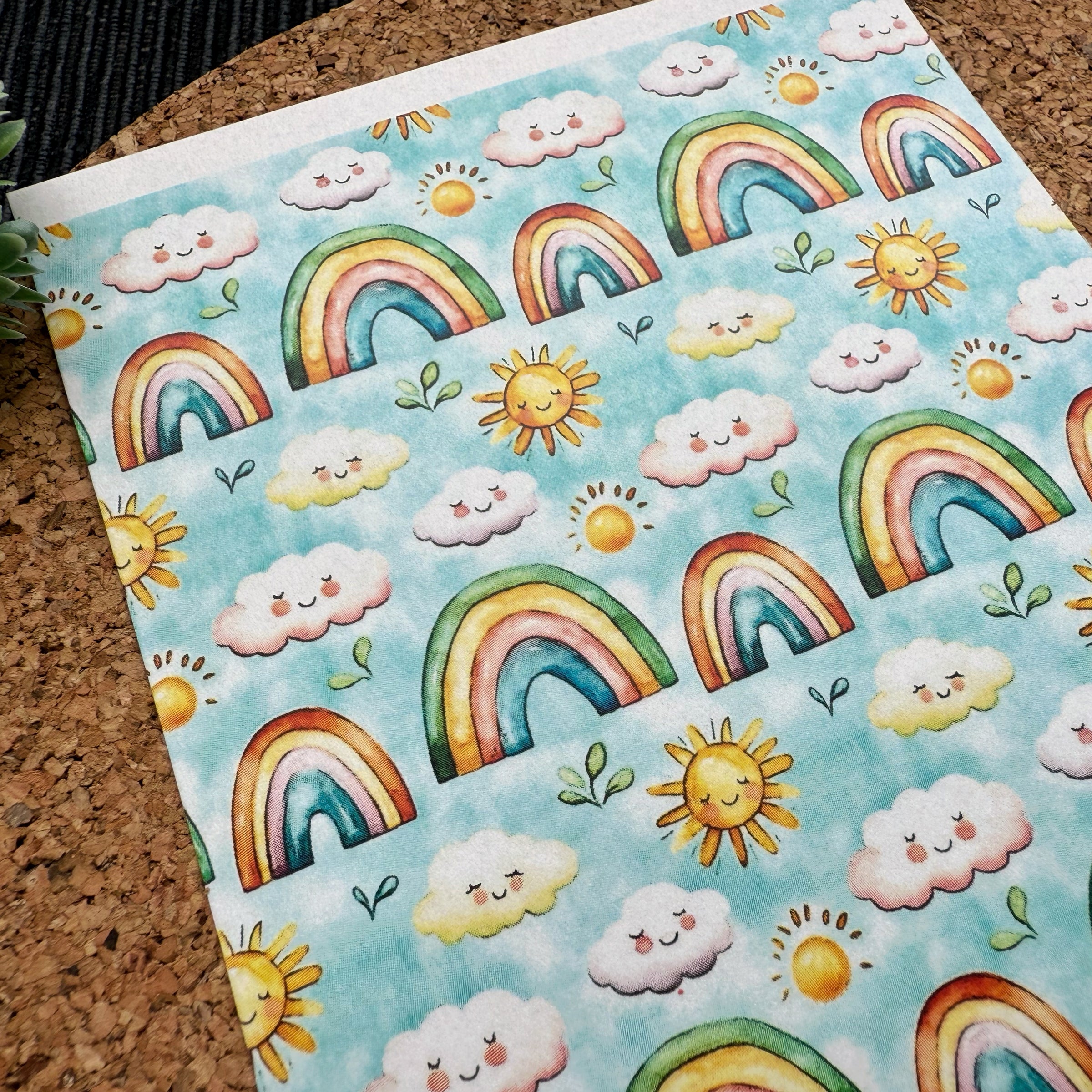 Rainbow Sunshine Polymer Clay Transfer Sheet – Cute Summer Design for Earrings & Crafts