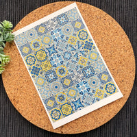 Mediterranean Tiles Polymer Clay Transfer Sheet – Blue & Yellow Pattern for Summer Crafts