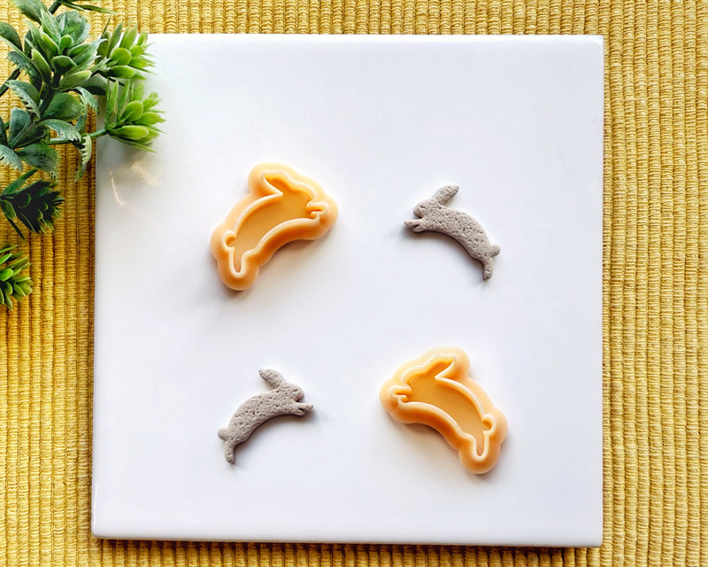 Leaping Bunny Clay Cutter - Easter Rabbit Polymer Clay Cutter - Spring Bunny Jewelry & Earring Tool