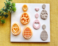 Decorative Easter Egg Clay Cutter Set - Textured Polymer Clay Cutter - Spring Egg Jewelry & Earring Tool