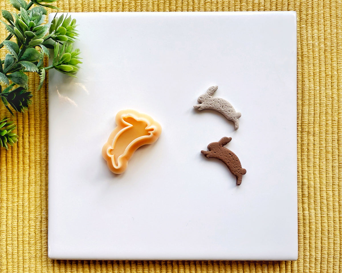 Leaping Bunny Clay Cutter - Easter Rabbit Polymer Clay Cutter - Spring Bunny Jewelry & Earring Tool