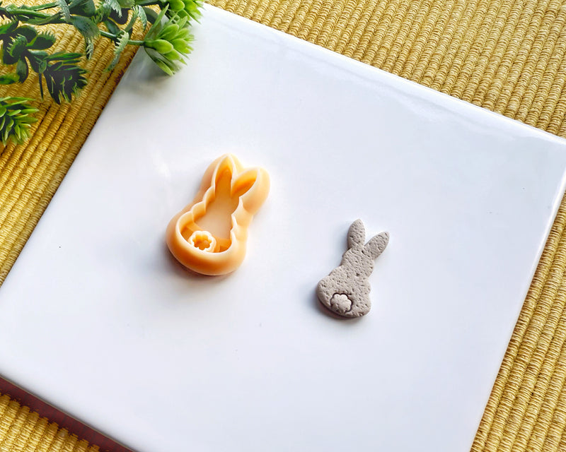 Bunny Silhouette Clay Cutter - Easter Rabbit Polymer Clay Cutter - Bunny Tail Earring & Jewelry Tool