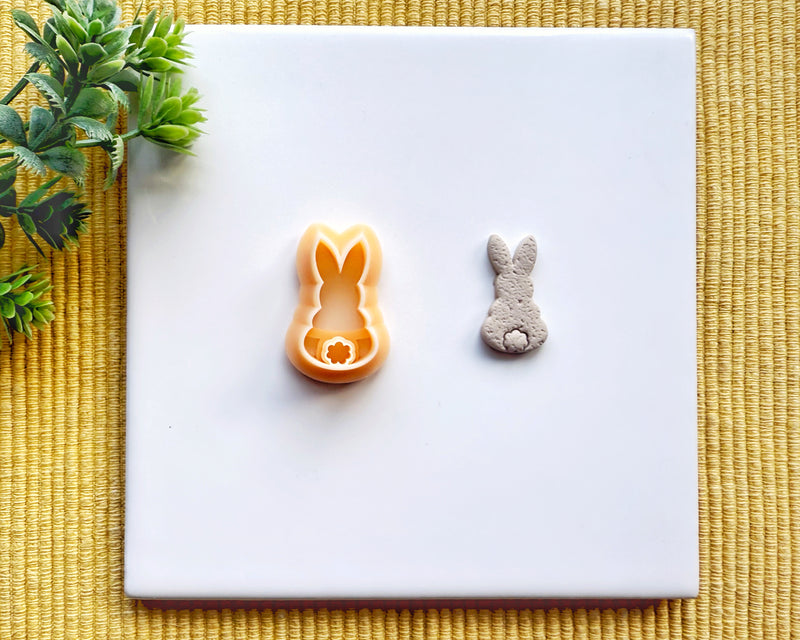 Bunny Silhouette Clay Cutter - Easter Rabbit Polymer Clay Cutter - Bunny Tail Earring & Jewelry Tool