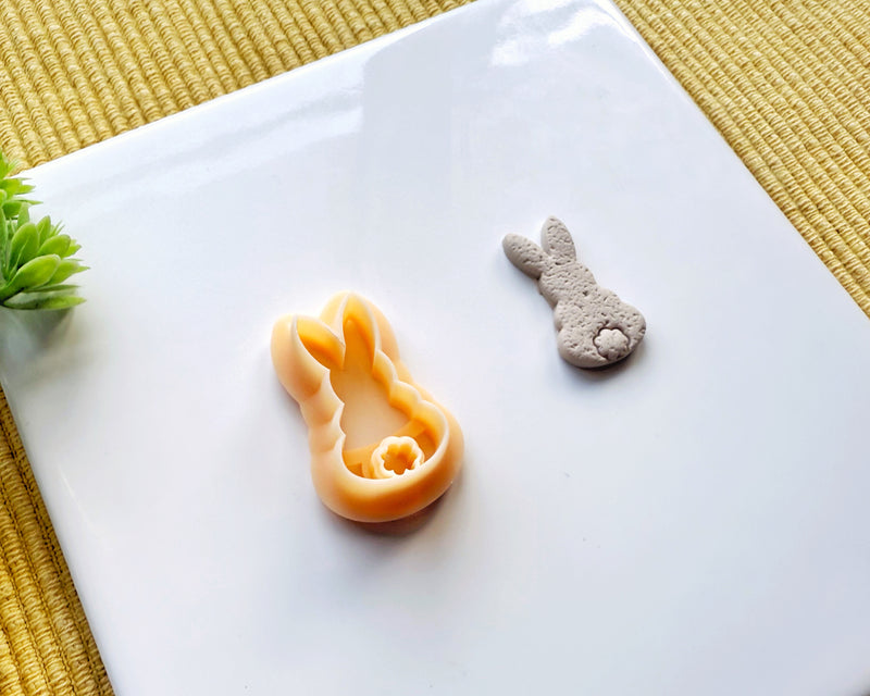 Bunny Silhouette Clay Cutter - Easter Rabbit Polymer Clay Cutter - Bunny Tail Earring & Jewelry Tool