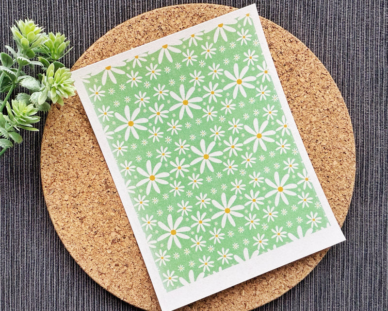 Green Daisy Field Polymer Clay Transfer Sheet – Spring Floral Clay Design