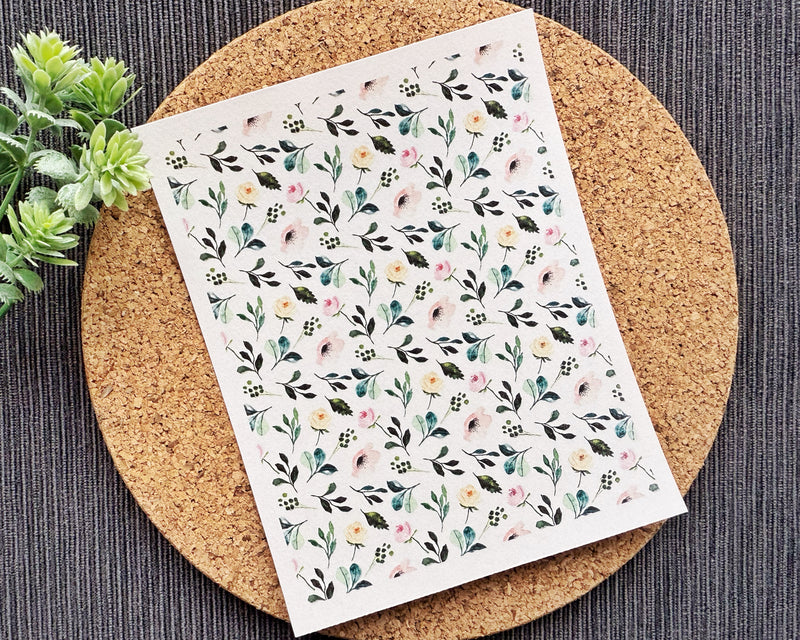 Delicate Floral Polymer Clay Transfer Sheet – Watercolor Botanical Print