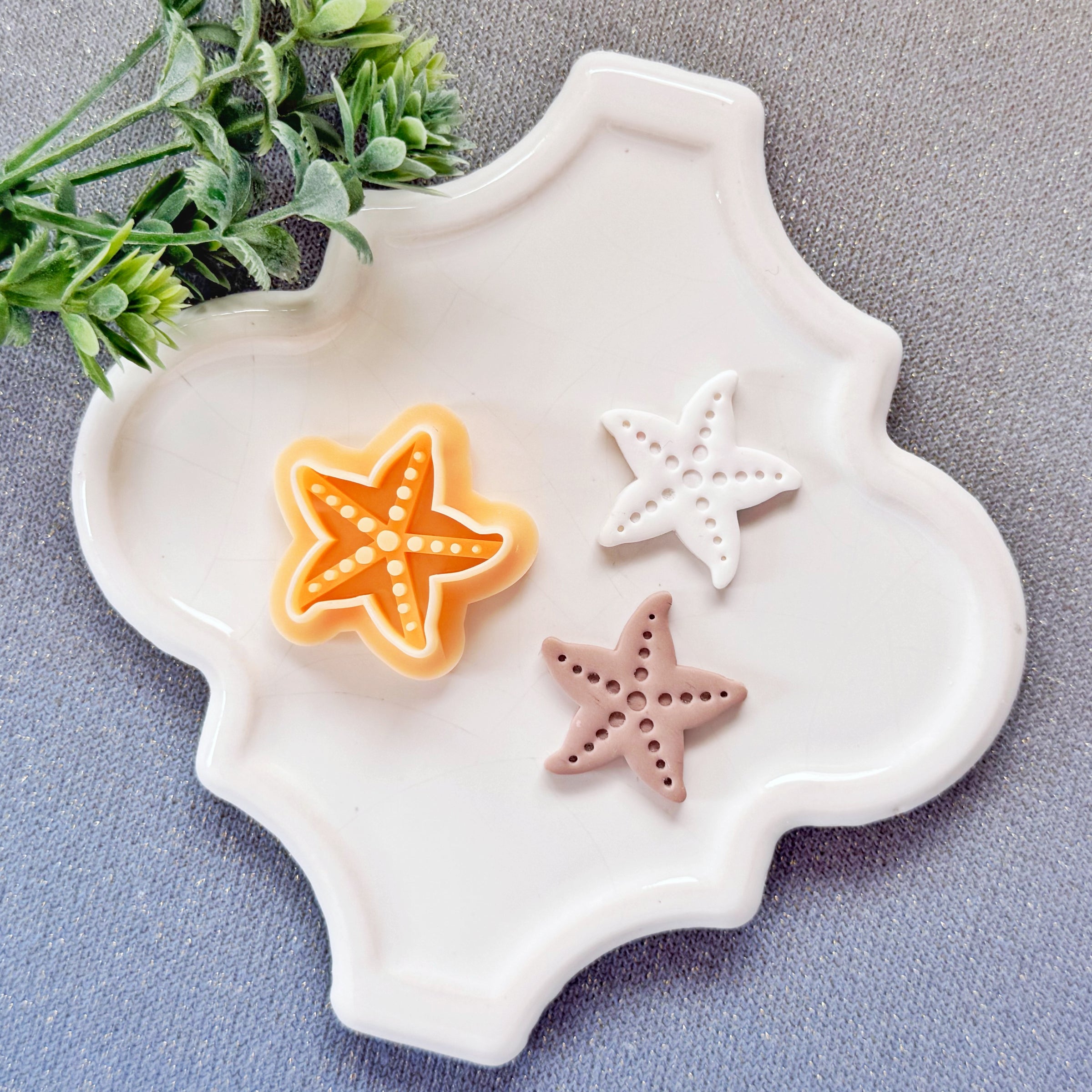 Dotted Starfish Polymer Clay Cutter - Summer 2026 Coastal Textured Silhouette