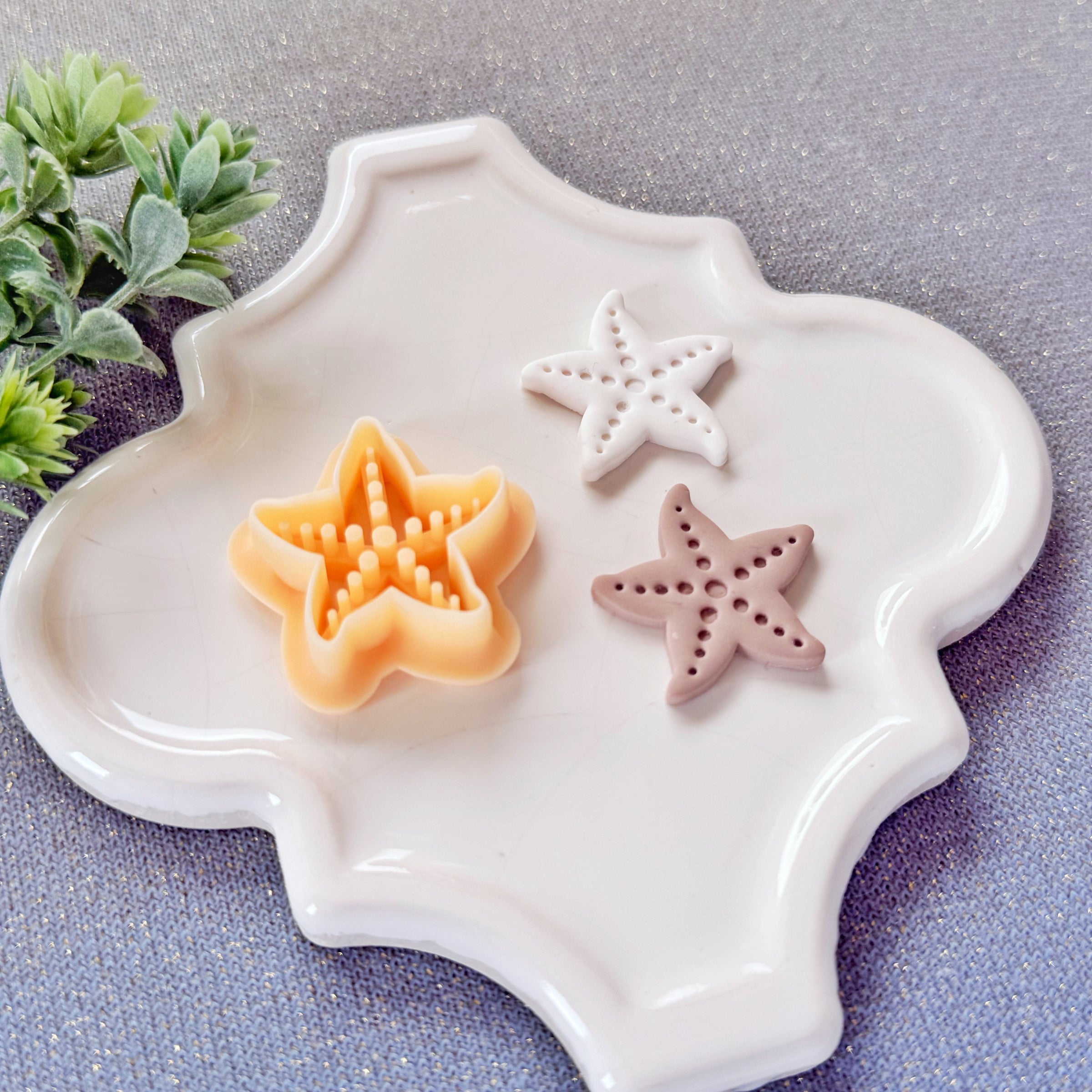 Dotted Starfish Polymer Clay Cutter - Summer 2026 Coastal Textured Silhouette