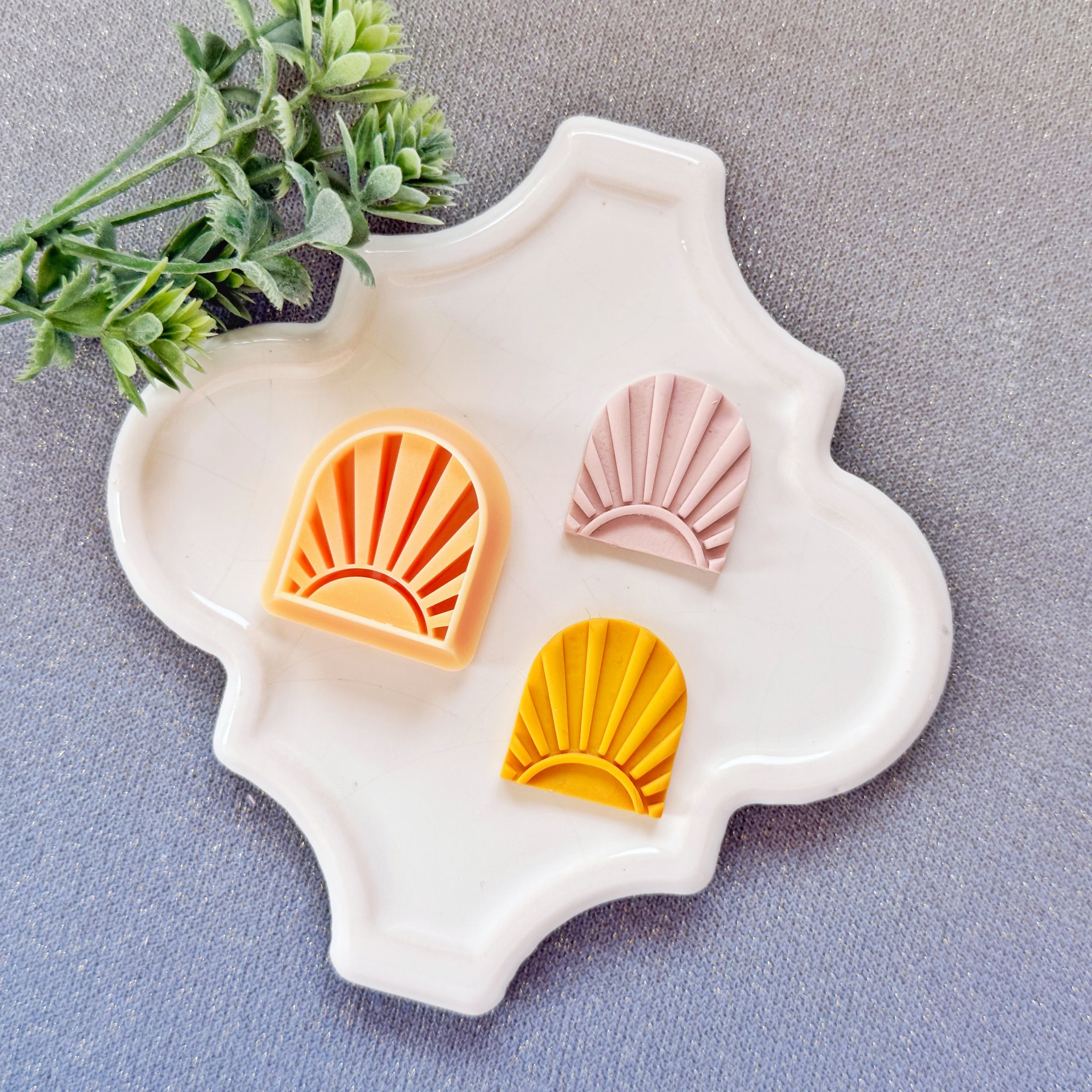 Summer Horizon Polymer Clay Cutter - Artistic Sunburst Arch Silhouette