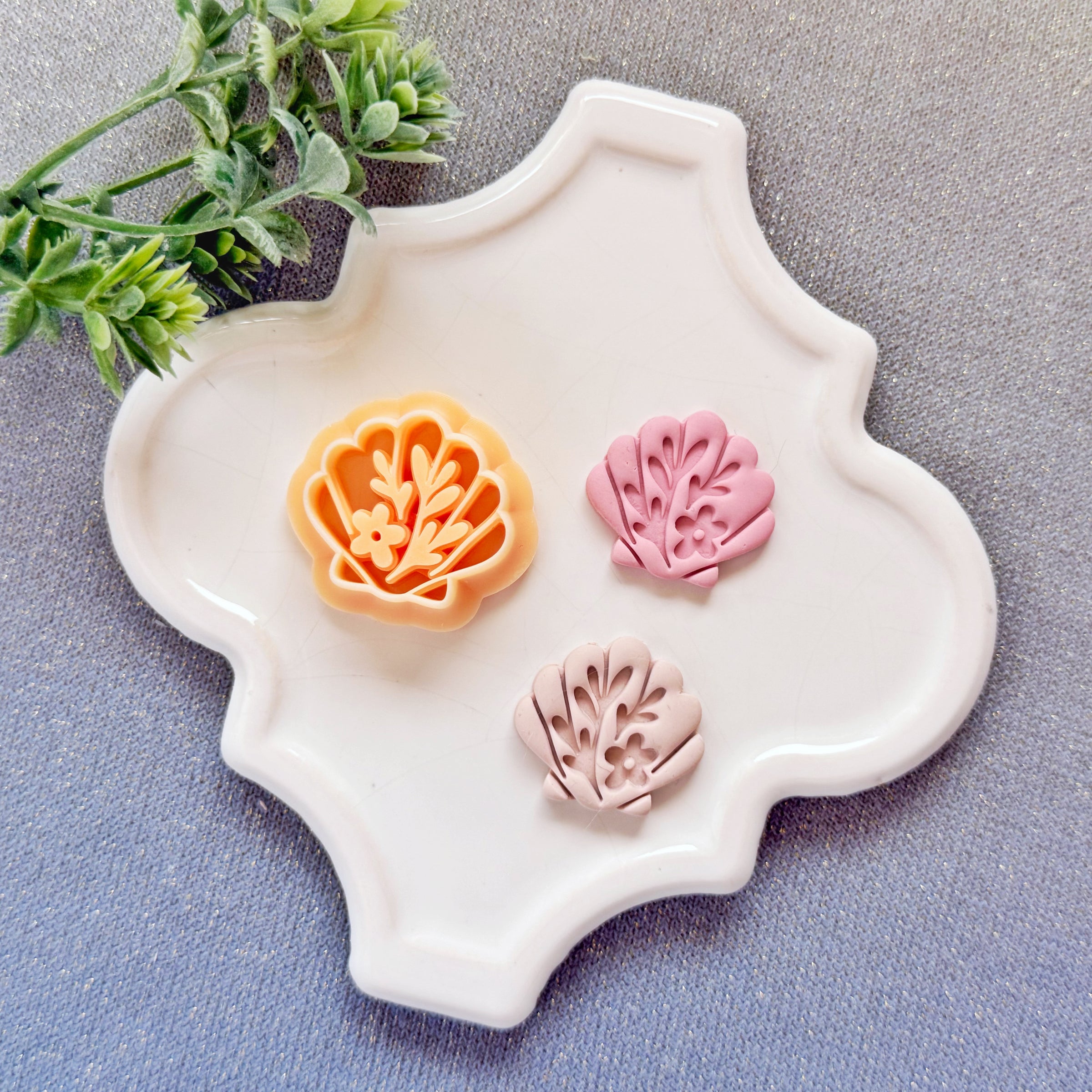 Floral Seashell Polymer Clay Cutter - Summer 2026 Botanical Shell Silhouette