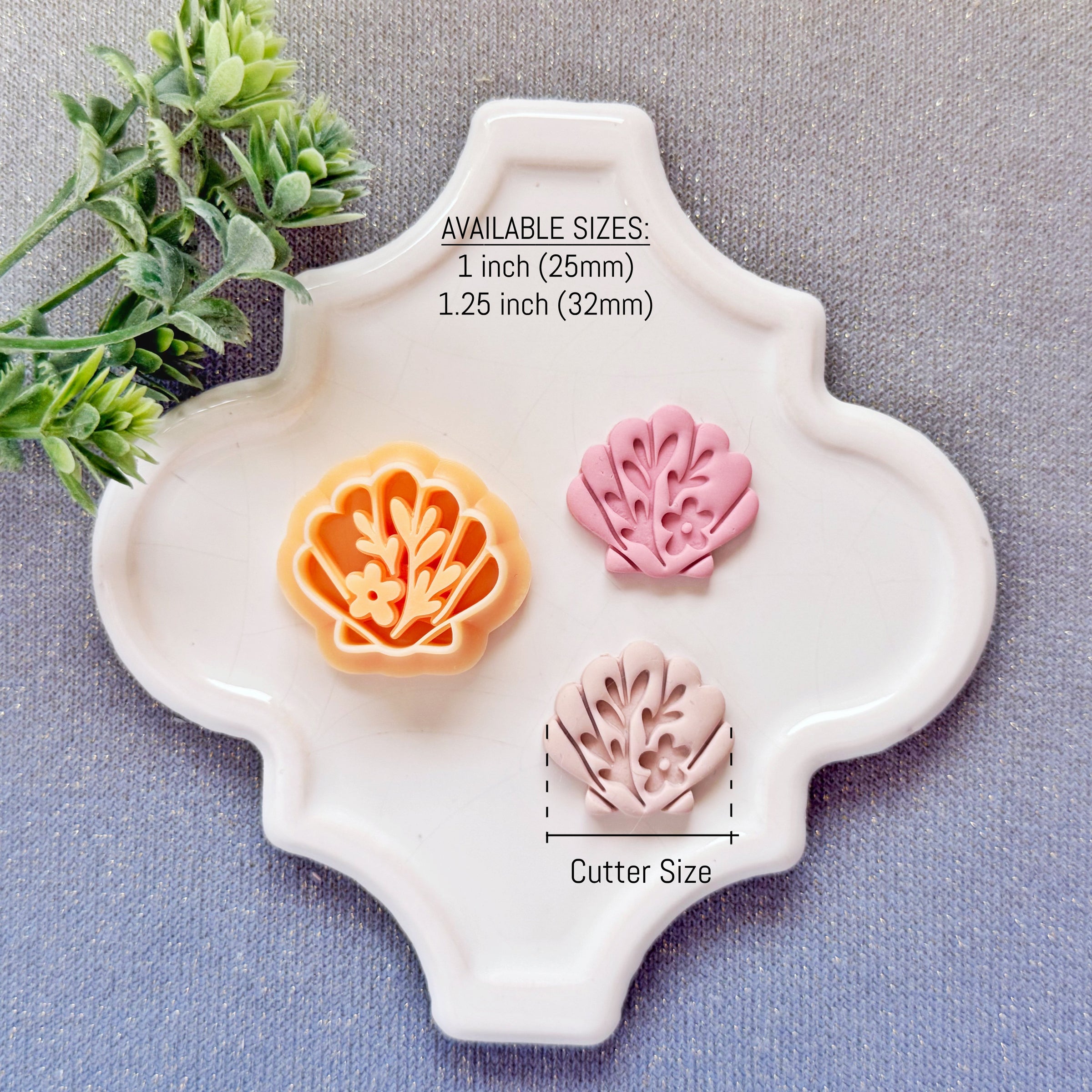 Floral Seashell Polymer Clay Cutter - Summer 2026 Botanical Shell Silhouette