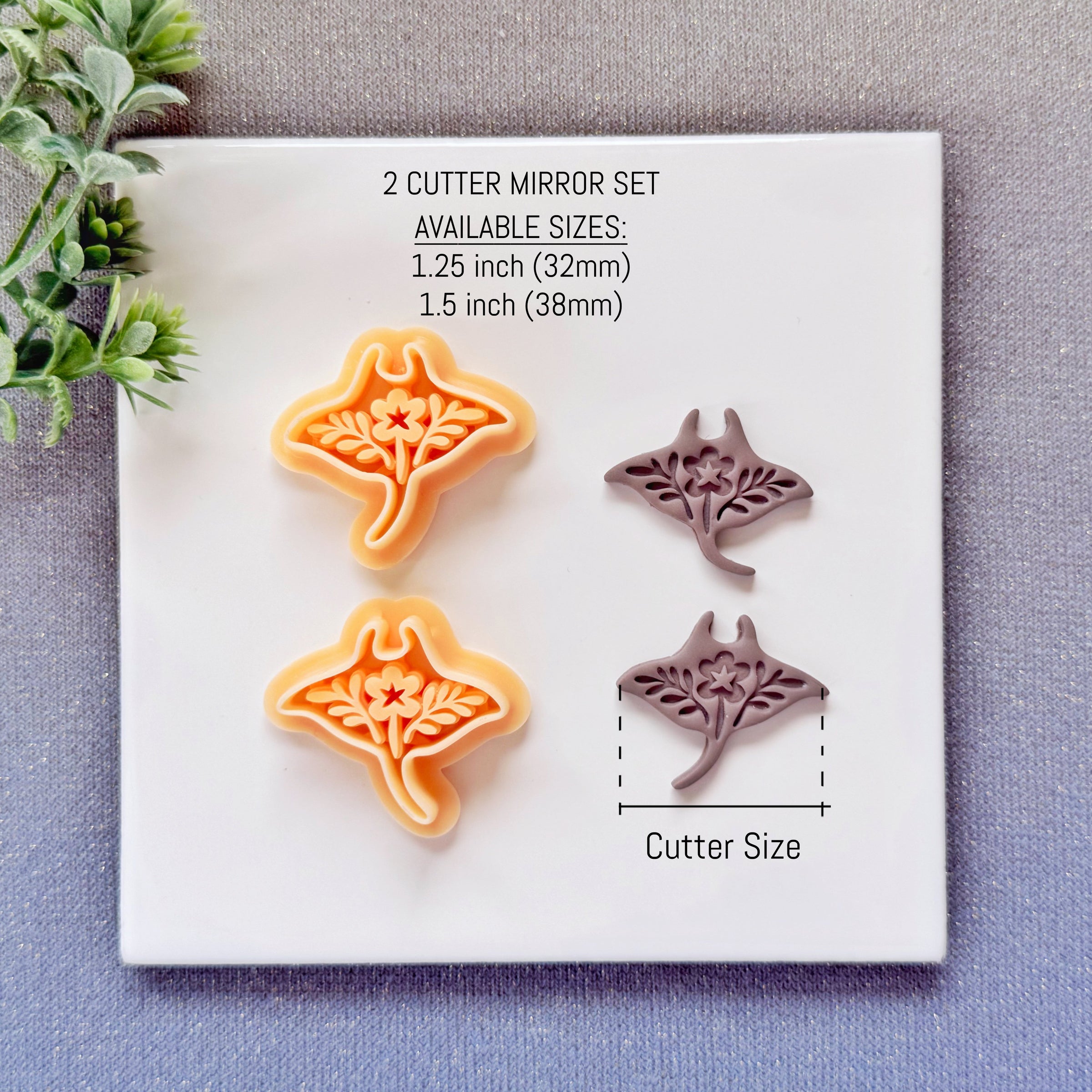 Nordic Floral Manta Ray Polymer Clay Cutter - Folk Art Ocean Silhouette