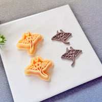 Nordic Floral Manta Ray Polymer Clay Cutter - Folk Art Ocean Silhouette