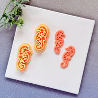 Nordic Floral Seahorse Polymer Clay Cutter - Folk Art Sea Life Silhouette