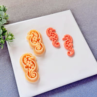 Nordic Floral Seahorse Polymer Clay Cutter - Folk Art Sea Life Silhouette