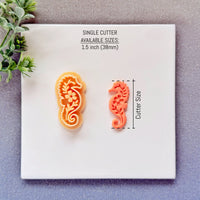 Nordic Floral Seahorse Polymer Clay Cutter - Folk Art Sea Life Silhouette