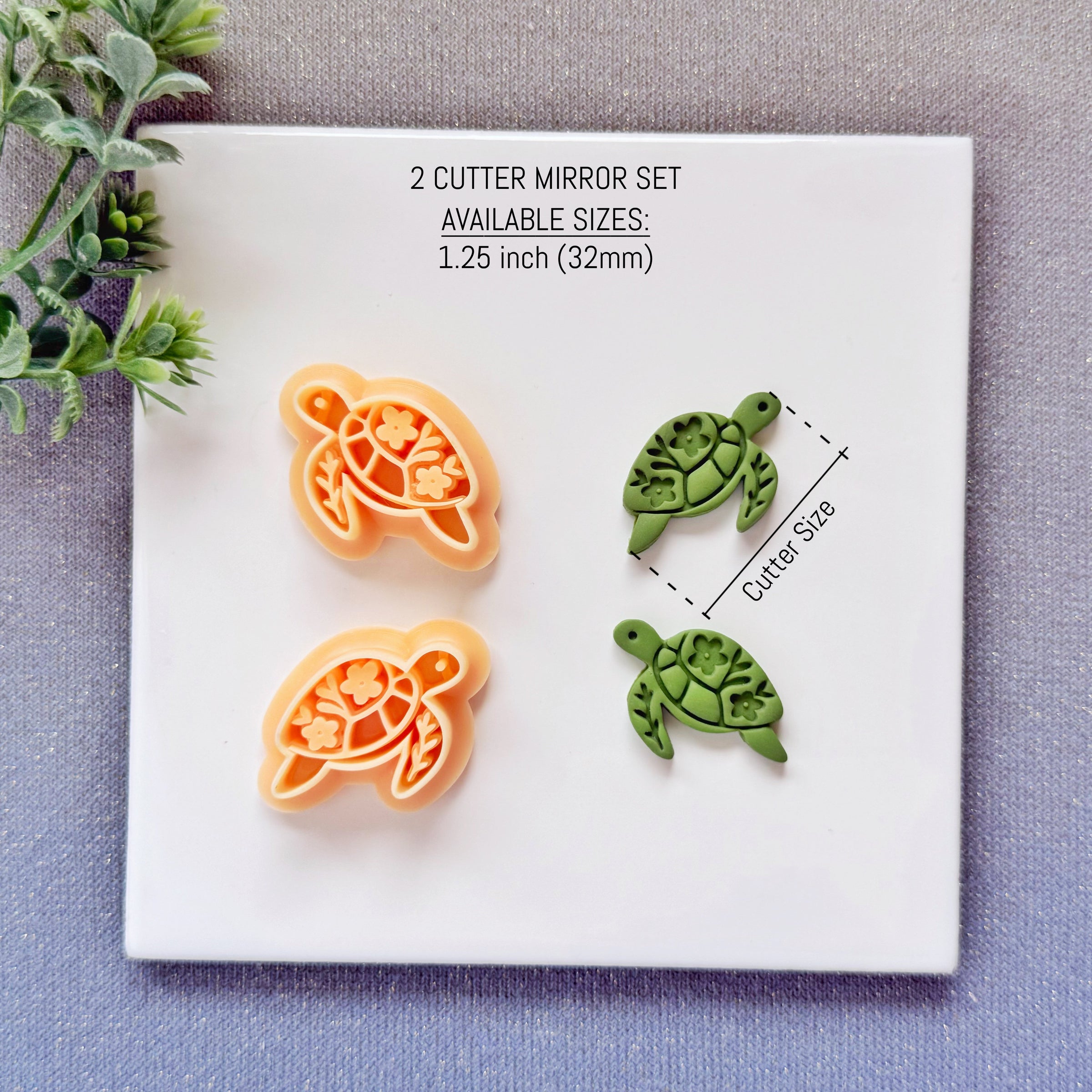 Nordic Floral Sea Turtle Polymer Clay Cutter - Summer 2026 Botanical Ocean Life