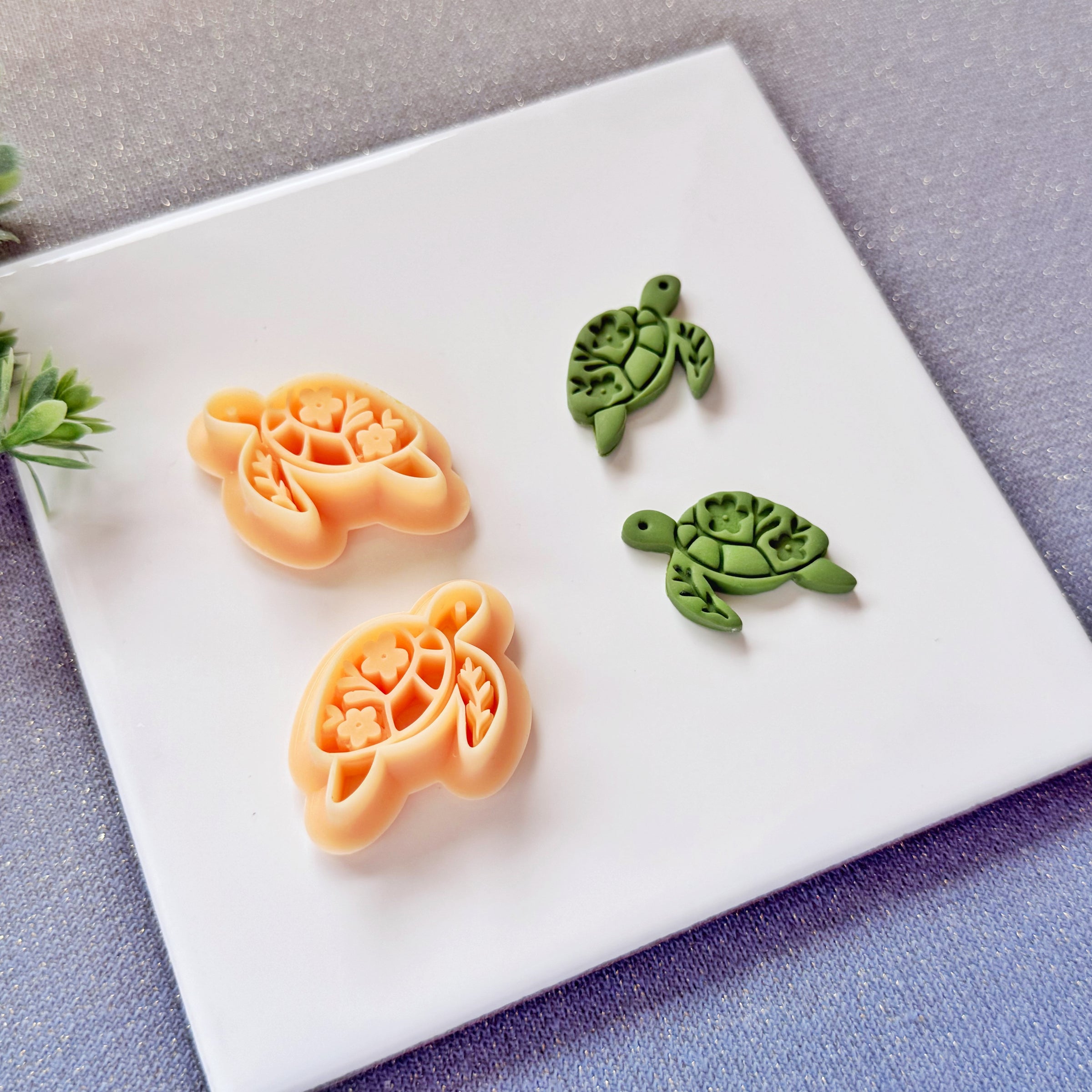 Nordic Floral Sea Turtle Polymer Clay Cutter - Summer 2026 Botanical Ocean Life