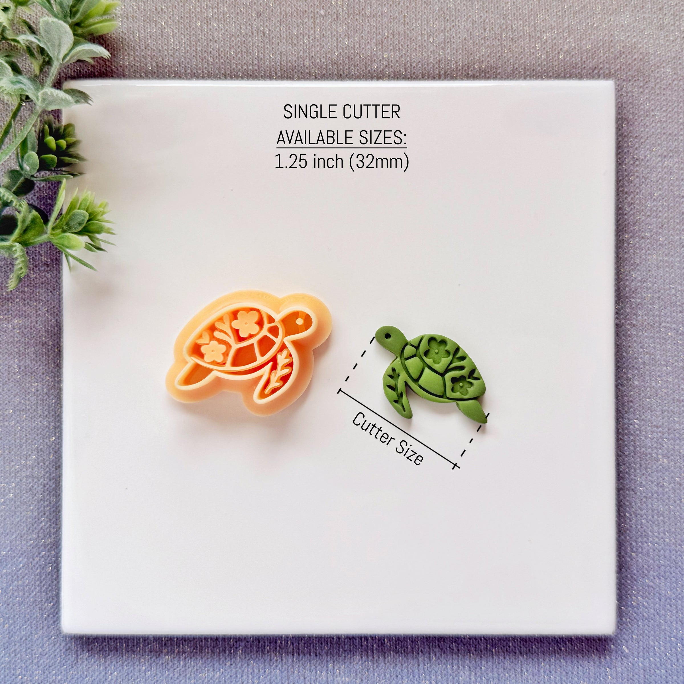 Nordic Floral Sea Turtle Polymer Clay Cutter - Summer 2026 Botanical Ocean Life
