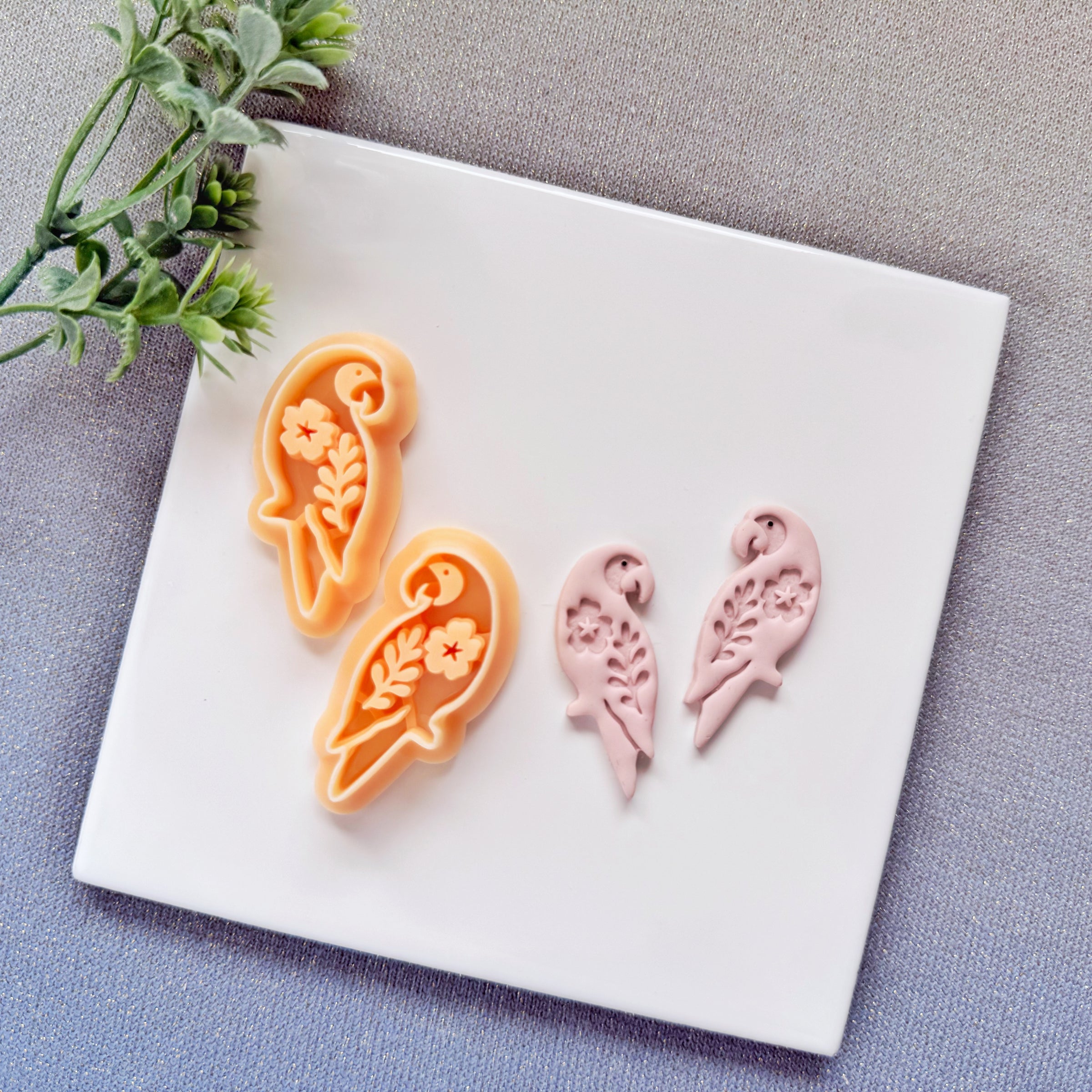 Tropical Floral Parrot Polymer Clay Cutter - Summer 2026 Exotic Bird Silhouette
