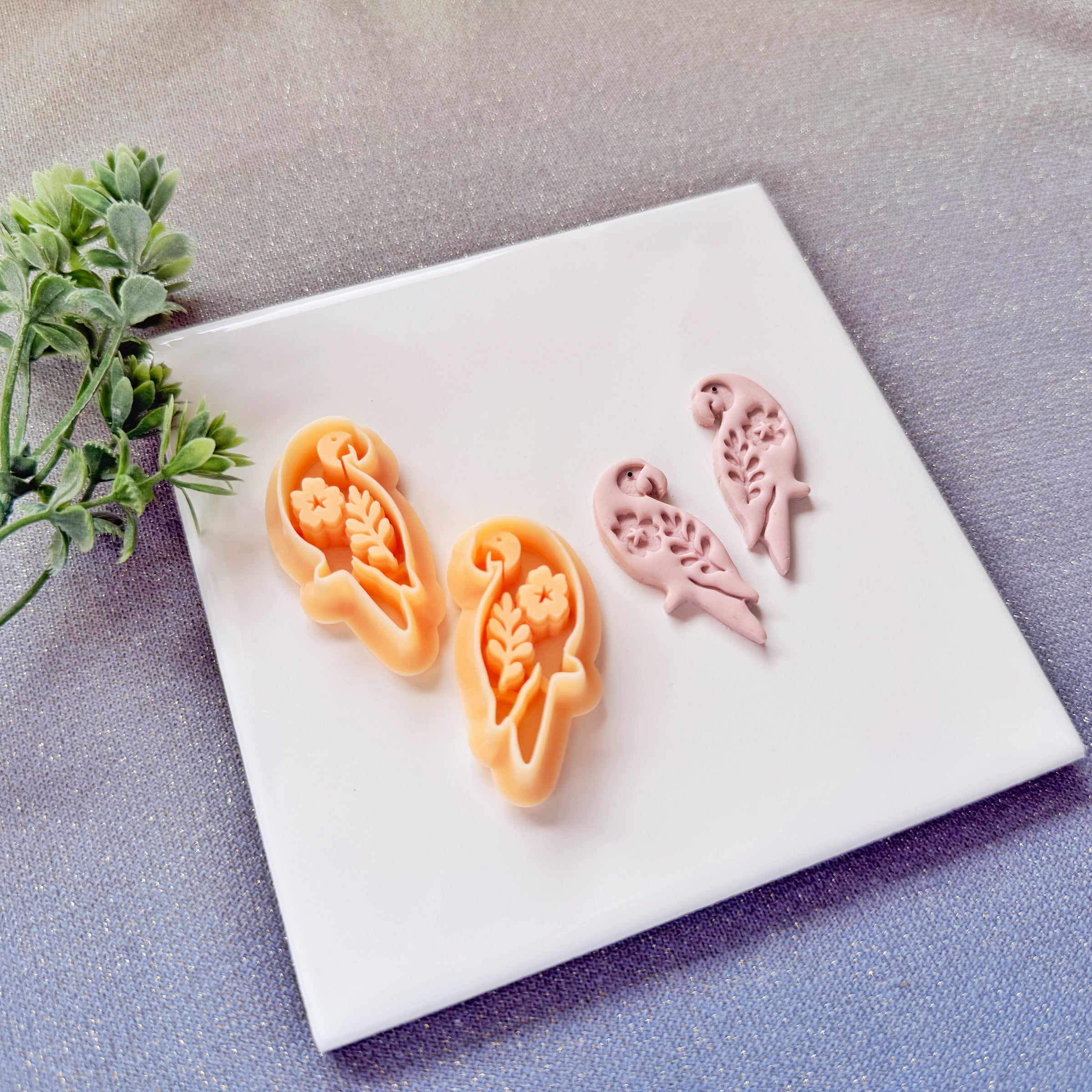 Tropical Floral Parrot Polymer Clay Cutter - Summer 2026 Exotic Bird Silhouette
