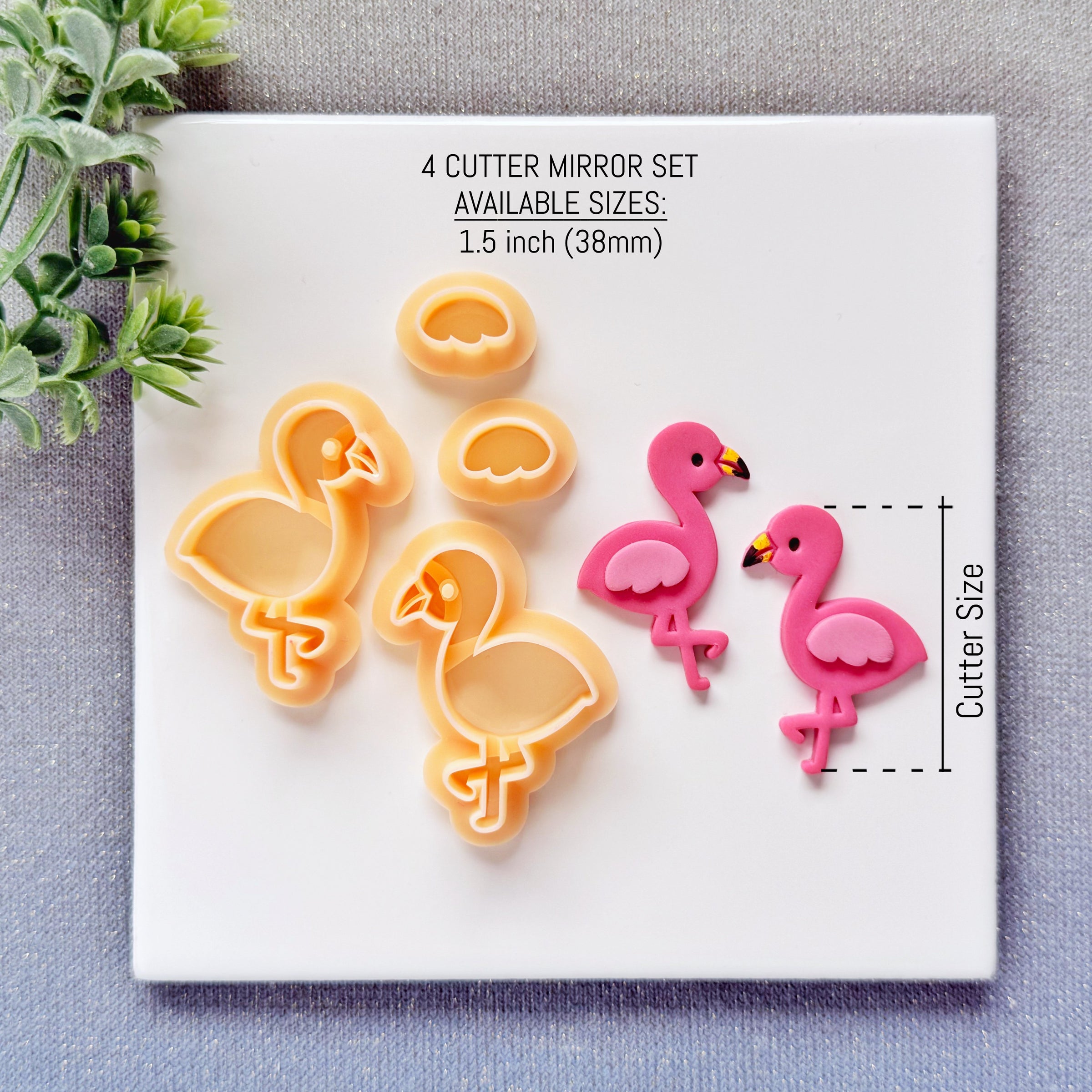 Flamingo Polymer Clay Cutter Set - Summer 2026 Tropical 4-Piece Mirror Collection