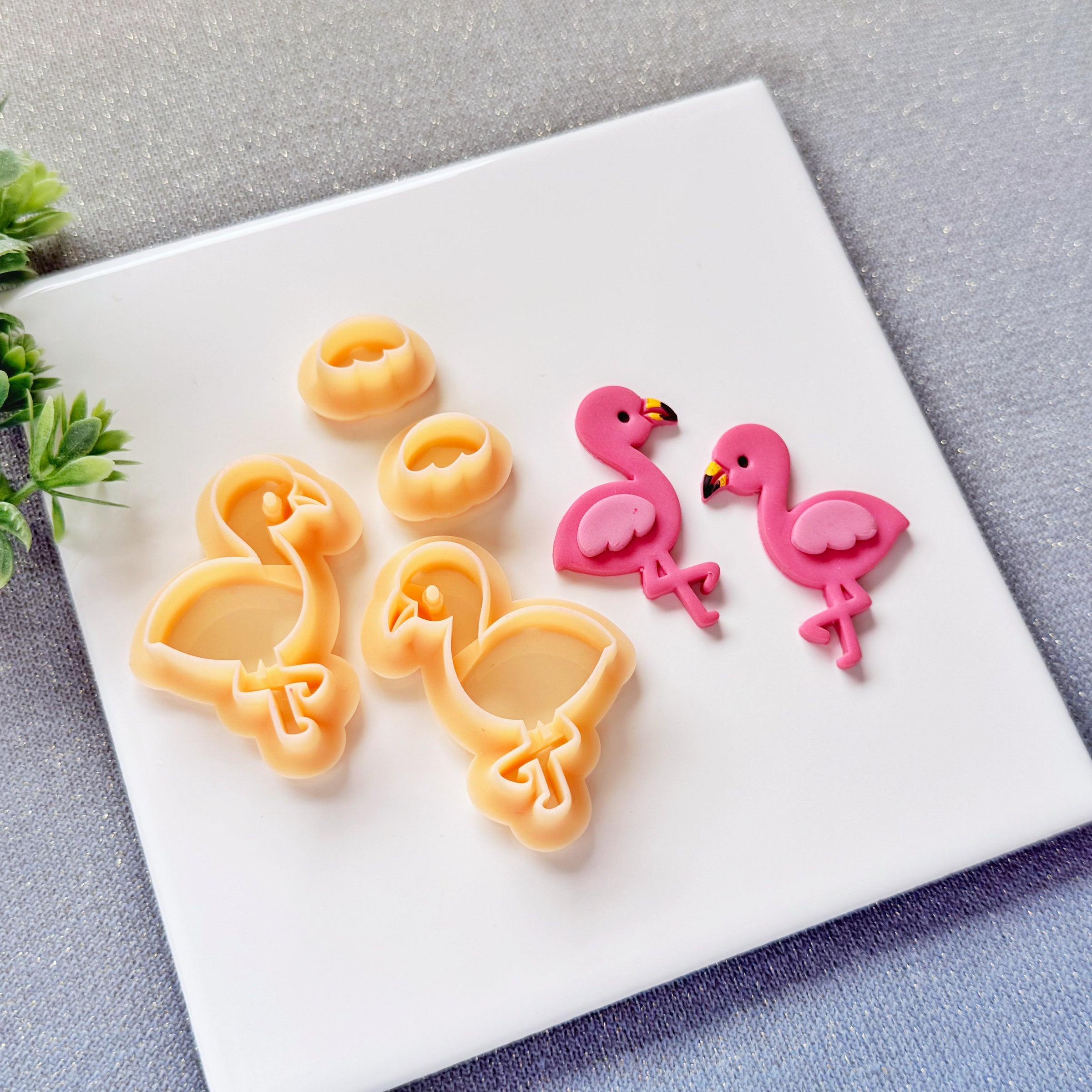 Flamingo Polymer Clay Cutter Set - Summer 2026 Tropical 4-Piece Mirror Collection