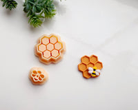 Bee & Honeycomb Clay Cutter Set | Mini Bee and Hexagon Polymer Clay Cutter