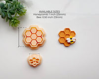 Bee & Honeycomb Clay Cutter Set | Mini Bee and Hexagon Polymer Clay Cutter